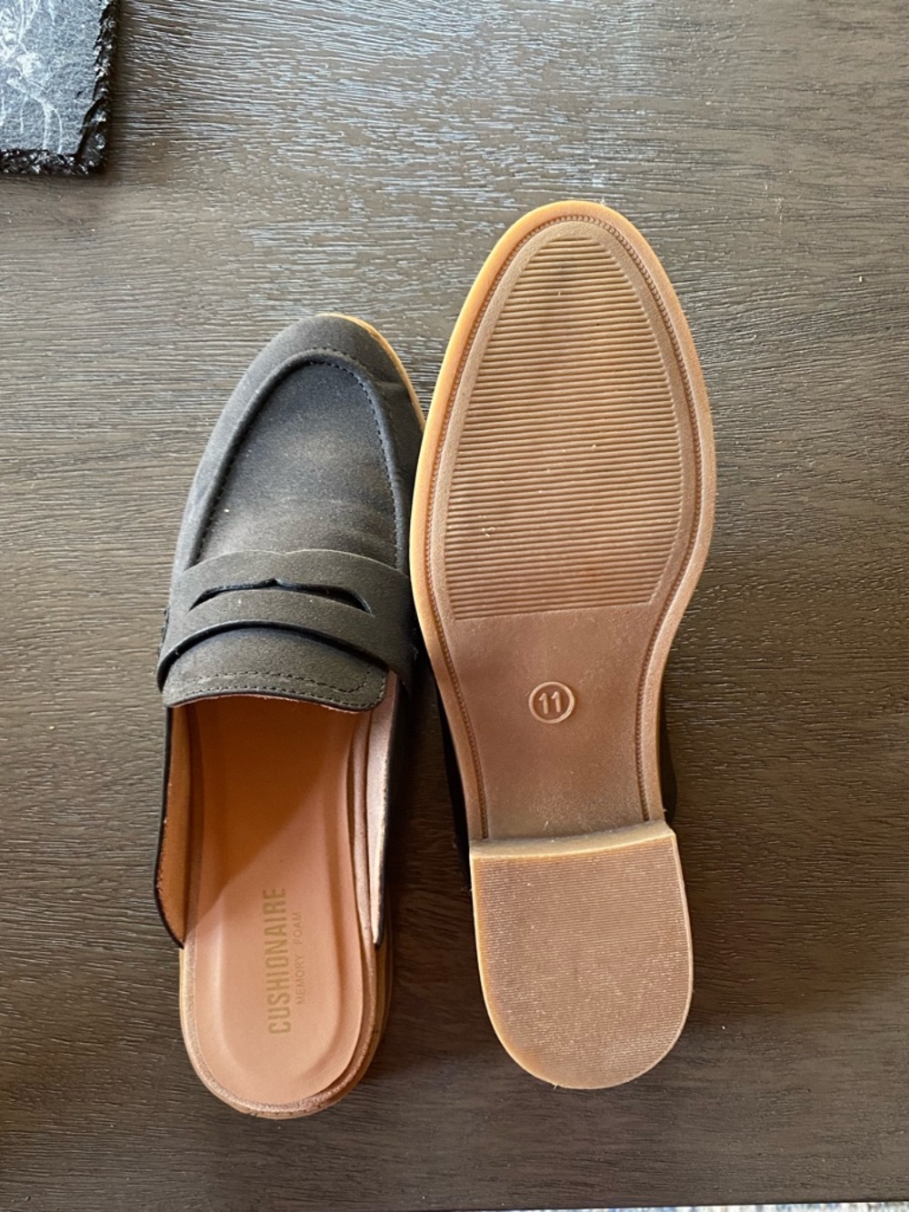 Cushionaire Black Suede Slip-On Loafer Mules - Picture 2 of 4